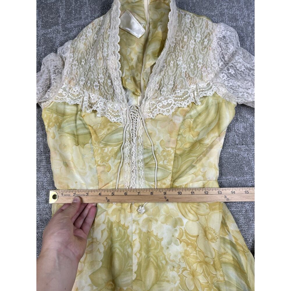Vintage 1970s Gunne Sax Formal Prairie Dress Cottage Boho Lace Ruffle Dress - Picture 8 of 8